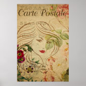 Poster Ephemera French Postcard Line Art of Woman (Devant)