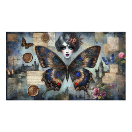 Poster Ephemera Victoriaans Lady Gothic Butterfly