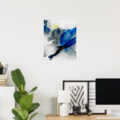 Poster Ephéméral - Bleu et gris (Bureau à domicile)