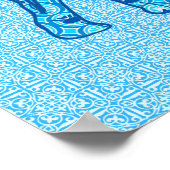 Poster Ephène de fleur de Lotus - turquoise (Coin)