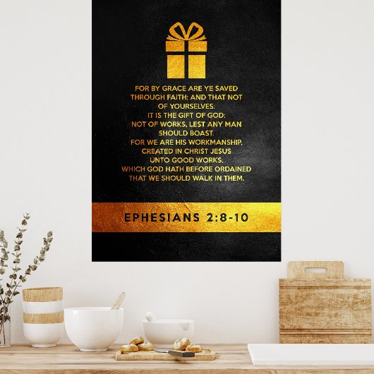 Poster Éphésiens 2:8-10 Verse de la Bible (Cuisine)