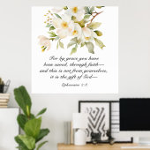 Poster Éphésiens 2:8 Par grâce vous avez sauvé la Bible (Bureau à domicile)