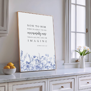 Poster Ephésiens 3:20 Chinoiserie Verset biblique floral