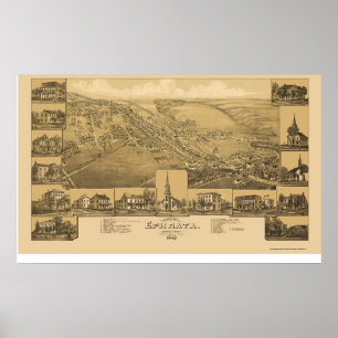 Poster Ephrata, PA Carte panoramique - 1887