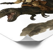 Poster Epic Black Cat Cowboy Riding Dinosaur with Volcano (Coin)