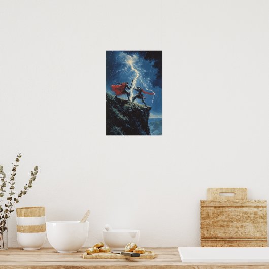 Poster Epic Chevalier Duel dans la tempête (Cuisine)