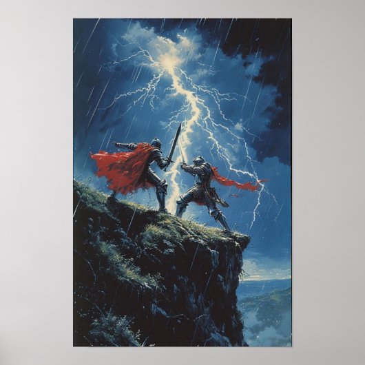 Poster Epic Chevalier Duel dans la tempête (Devant)
