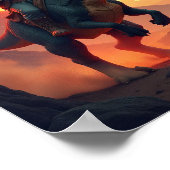 Poster Epic Cowboy Cat Riding Dinosaur | Fantasy Sci-Fi (Coin)