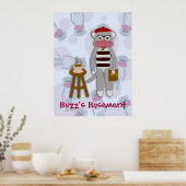Poster Epic Funny Retro Cool Beatnik Sock Monkey Dessin (Cuisine)