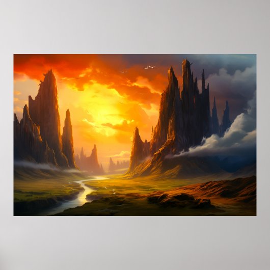 Poster Epic Rock Mountains - Imaginaire Art (Devant)