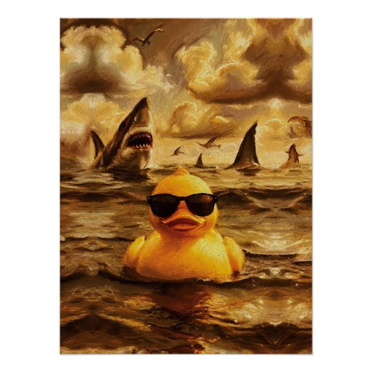Poster Epic Shark Attack with Brave Rubber Duck (Devant)