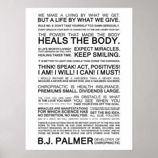 Poster Épigrammes et citations de B.J. Palmer (Devant)
