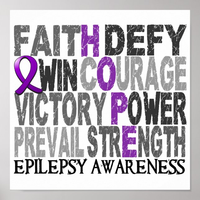 Poster Epilepsie du collage de mots d'espoir (Devant)