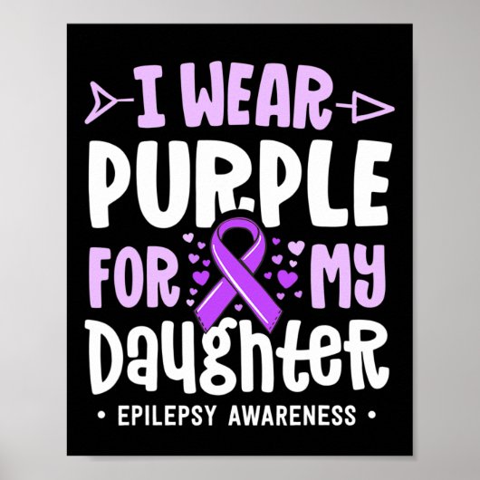Poster Epilepsie Ruban Je Porte Violet Pour Ma Fille Awar (Devant)