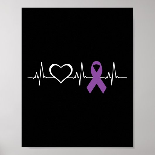 Poster Epilepsie Sensibilisation Coeur bit Ruban (Devant)