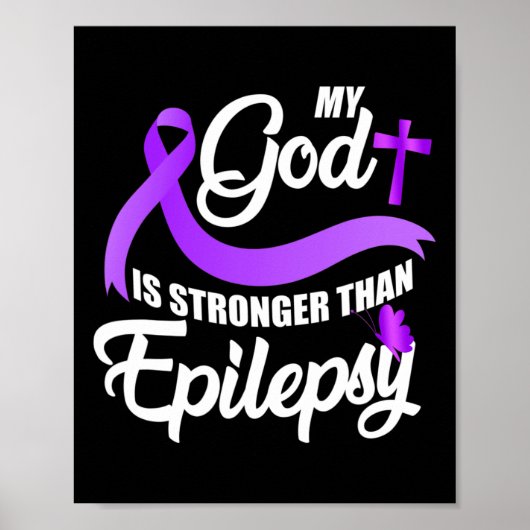 Poster Épilepsie Sensibilisation Ruban Mon Dieu Est Plus (Devant)