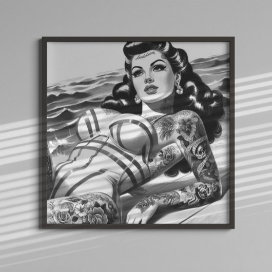 Poster Épingle à tatouage rétro