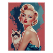 Poster Épingle blonde avec chat grumpy (Devant)