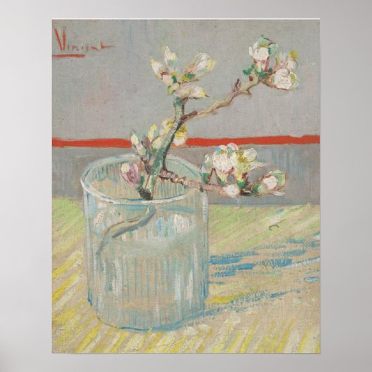 Poster Épingle d'amande à fleurs dans un van de verre Gog (Devant)