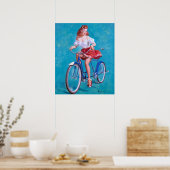 Poster Épingle de fille de vélo vers le haut (Cuisine)