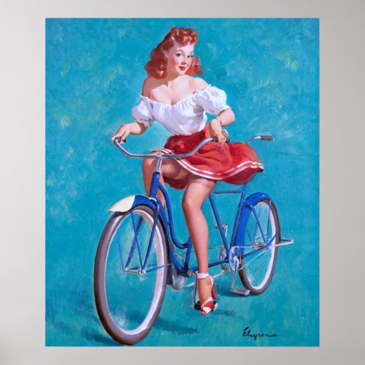 Poster Épingle de fille de vélo vers le haut (Devant)