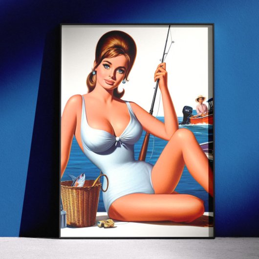 Poster Épinglé de pêche rétro