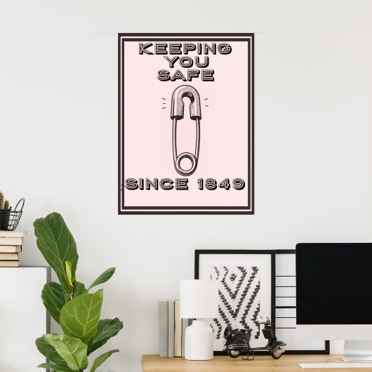 POSTER ÉPINGLE DE SÛRETÉ RÉTRO  (Bureau à domicile)