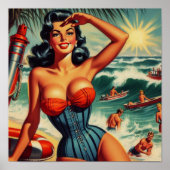 Poster Épingle de Surf vintage (Devant)