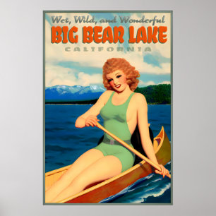 Poster Épingle de voyage rétro Big Bear Lake Californie U