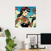 Poster Épingle japonaise tatouée (Bureau à domicile)
