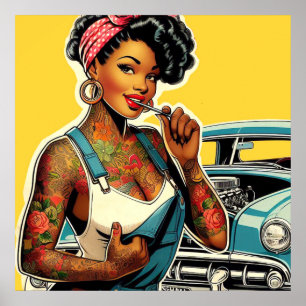 Poster Épingle mécanique tatouée