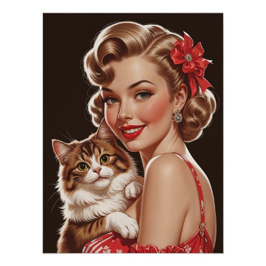 Poster Épingle souriante avec portrait de chat (Devant)