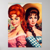 Poster Épingles de filles de fermiers vintage (Devant)