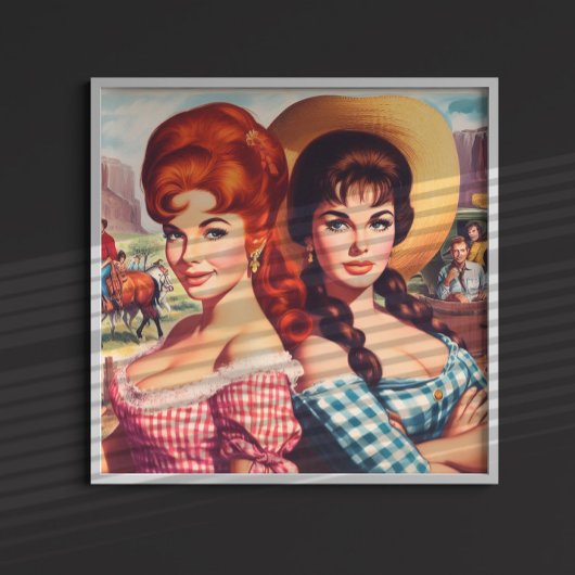 Poster Épingles de filles fermières vintage