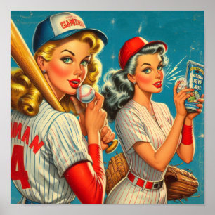 Poster Épingles vintages de baseball