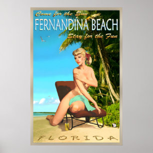 Poster Épinglette d'affiche de voyage rétro de Fernandina