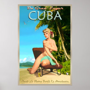 Poster Épinglette d'affiche de voyage rétro de la plage d