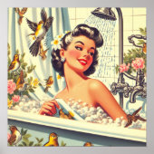 Poster Épinglette de douche vintage (Devant)