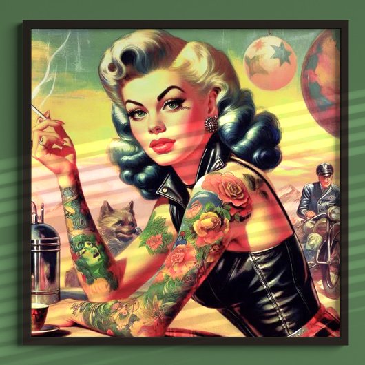 Poster Épinglette de vélo tatouée