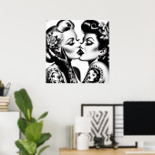 Poster Épinglettes de baisers rétro (Bureau à domicile)