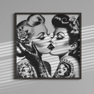 Poster Épinglettes de baisers rétro
