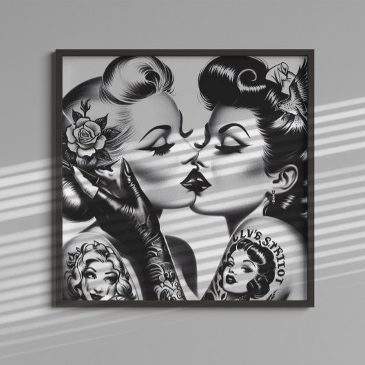Poster Épinglettes de baisers rétro