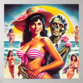 Poster Épiningle de plage de zombie effrayant (Devant)