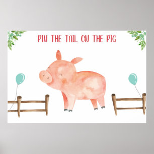 Poster Éplucher la queue Cochon ferme Animaux garçon Post