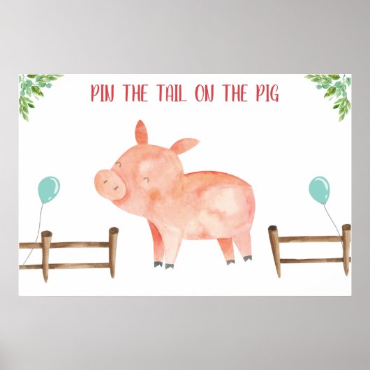 Poster Éplucher la queue Cochon ferme Animaux garçon Post (Devant)