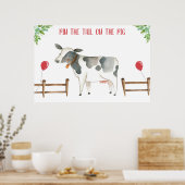Poster Éplucher la queue Vache ferme Animaux garçon Poste (Cuisine)