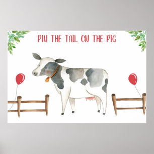 Poster Éplucher la queue Vache ferme Animaux garçon Poste