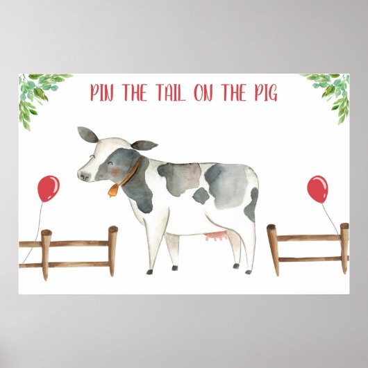 Poster Éplucher la queue Vache ferme Animaux garçon Poste (Devant)