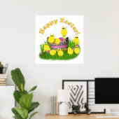 Poster Épouses dans un panier de Pâques (texte jaune) (Bureau à domicile)