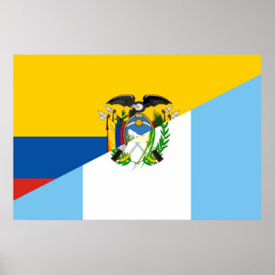 Poster Equateur Guatemala - symbole du pays à demi drapea
